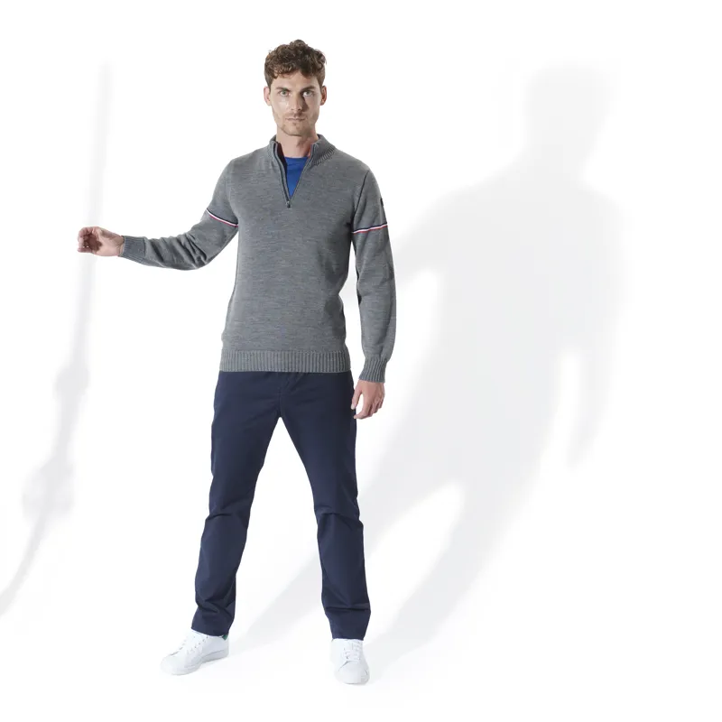 Henjl Dixon Mens Merino Wool Sweater - Melange Grey-2